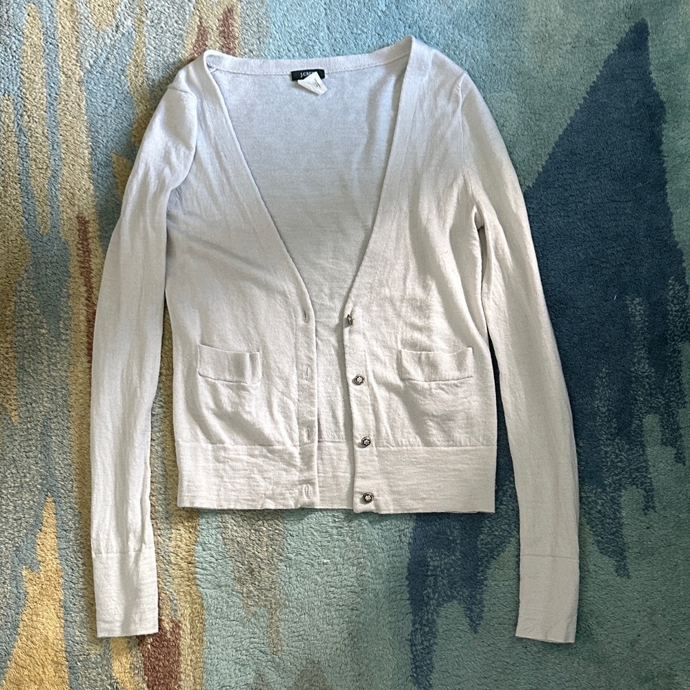 J. Crew Merino Wool with Rhinestone Buttons Cardigan